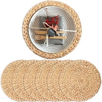 Round Woven Placemats Set of 4,NOGIS Boho Natural Water Hyacinth Weave Placemat Round Braided Large Woven Placemats Rattan Tablemats for Dinner, Decor(10" Round)