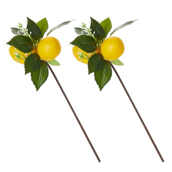LABSERRON 2Pcs Artificial Lemon Branches Fake Fruit Stems DIY Napkin Rings Table Decor Party Accessories