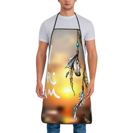 

Matuu Follow Your Dream Dreamcatcher for Cooking Apron for Men and Women Adjustable Strap and Waist Ties for Baking Cooking Gardening
