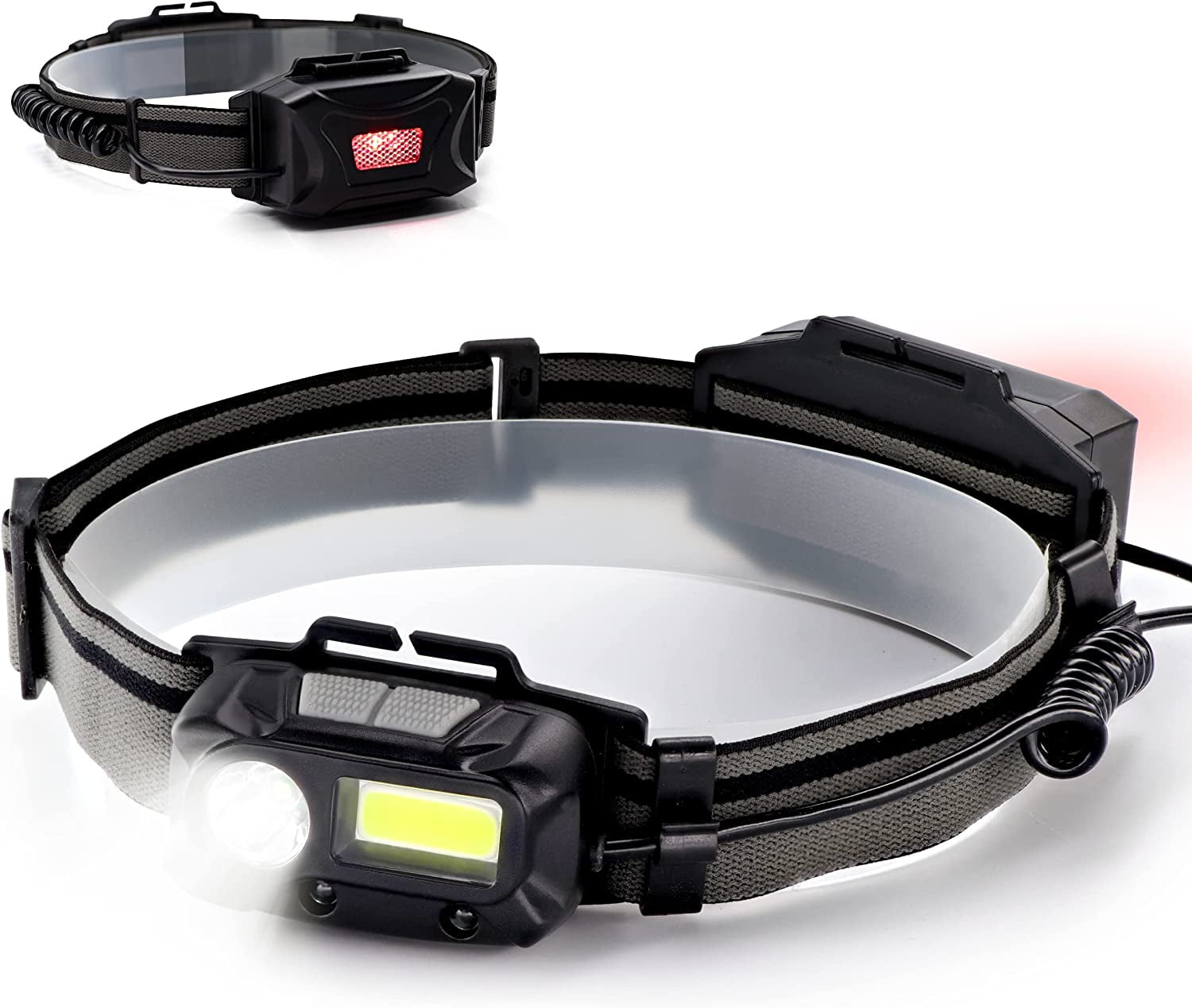 LongRange Camping Headlamps with Red Backlight 8 Modes Shockproof