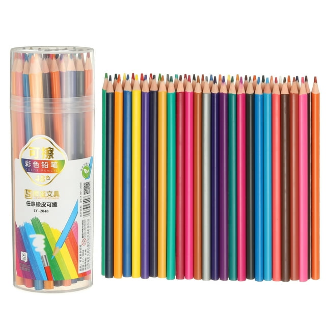 Juego de Lápices de Colorear Uxcell de 48 Colores, Lápices de Colores Borrables para Dibujo, Mezcla y Manualidades DIY