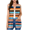 thumbnail image 2 of Vmvidoty Summer Womens Floral Sleeveless Cardigan Lightweight Open Front Casual Loose Fit Vest with Pockets 2027 Orange 2XL, 2 of 7