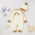 thumbnail image 2 of Baby Rompers Winter Warm Knit Newborn Boys Girls Rainbow Jumpsuits Hats Outfits Sets 0-18m Toddler Infant Kids Playsuits Clothes, 2 of 8