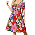 thumbnail image 1 of ¡Flores al poder! Vestido de manga corta, vestidos de verano para mujer 2025, vestidos de baile, vestido morado., 1 of 8