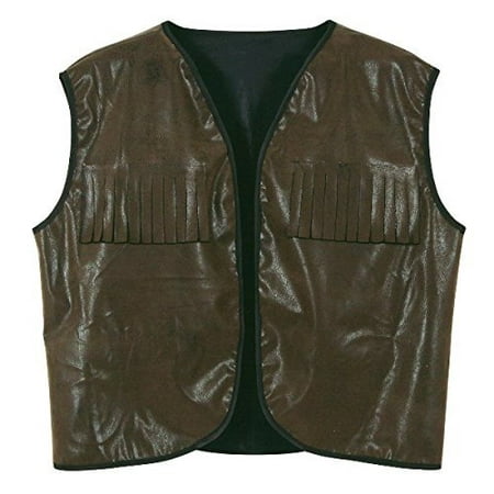 Beistle Faux Brown Leather Cowboy Vest with Fringe for Halloween Party