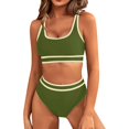 thumbnail image 2 of TEVEQ Tankini Swimsuits for Women Tummy Control Swimsuits for Women 2 Piece with Short Women's Two Swimsuit High Waisted Contrasting Colors Bikini Sets Double Shoulder Bathing Suits for 2024, 2 of 7