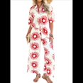 thumbnail image 1 of Conjunto de 2 Piezas de Chándal de Verano para Playa con Camisa de Corta y Botones para Mujer, Top Estampado, Pantalones Cortos de Descanso Girasol M, 1 of 10