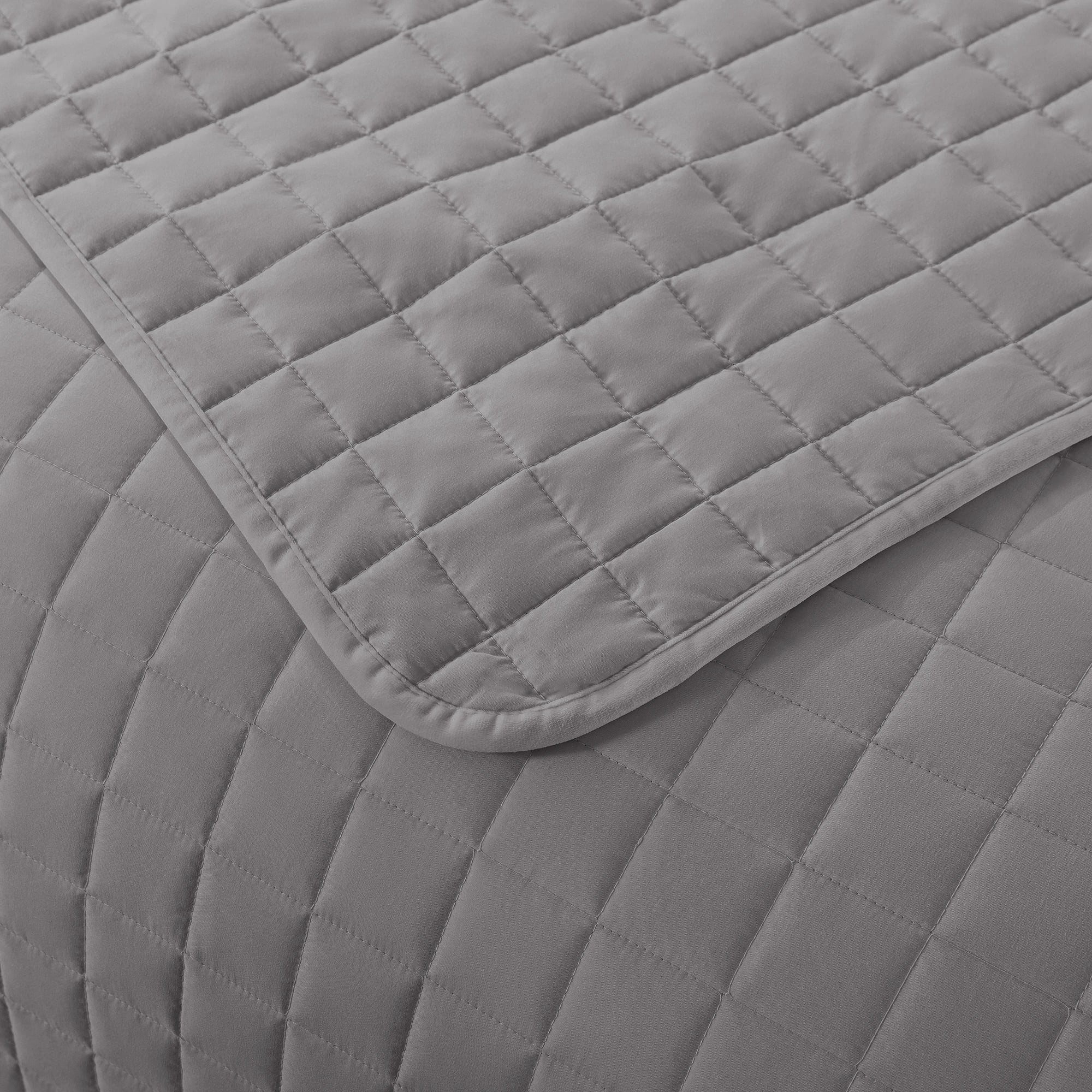 St. James Home Solid Polyester/Velvet Plush Bed Blanket, Twin, Light Gray