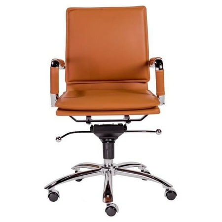 UPC: 4512839461199 | HomeRoots 370558 25.99 x 26.78 x 38.39 in. Low Back Office Chair with Chrome Base  Cognac