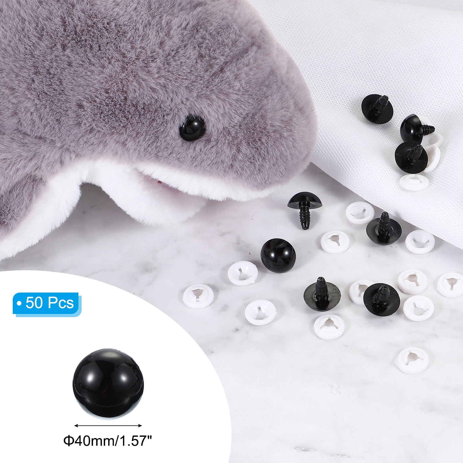 Uxcell 40mm Safety Eyes, 50 Pcs Plastic Craft Eyes with Protective Film, Black