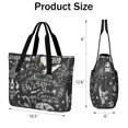 thumbnail image 3 of Tote Bag for Women - Black Halloween Letter Bat Pattern Shoulder Bag - Large Utility Work Duffle Bag with Zipper Handbag for Travel, Work, Sprots, 3 of 5