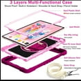 thumbnail image 4 of for Samsung Galaxy Tab S10 Plus 2024/S9 Plus 2023/S8 Plus 2022/S7 FE 2021/S7 Plus 2020 12.4 Inch,360 Kickstand Handle Wrist Strap Armor Heavy Duty Rugged Cover + Adjustable Shoulder Strap,Rose+Pink, 4 of 7