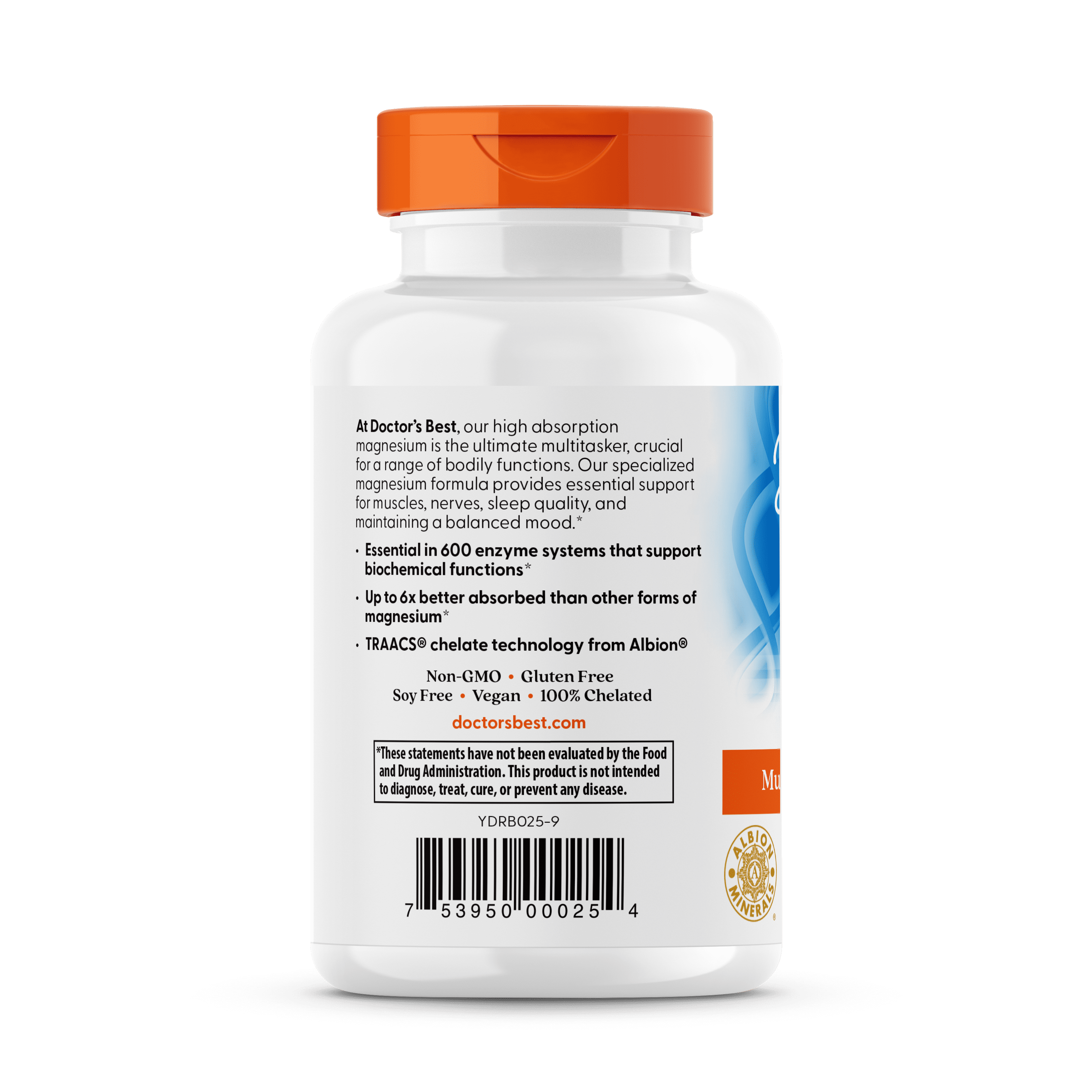 Doctor's Best High Absorption Magnesium 100 mg, 120 Tablets