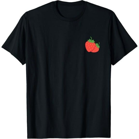 Strawberry Pocket Shirt Strawberry Art T-Shirt Trendy T-ShirtPure cotton short-sleeved shirts for both men and women