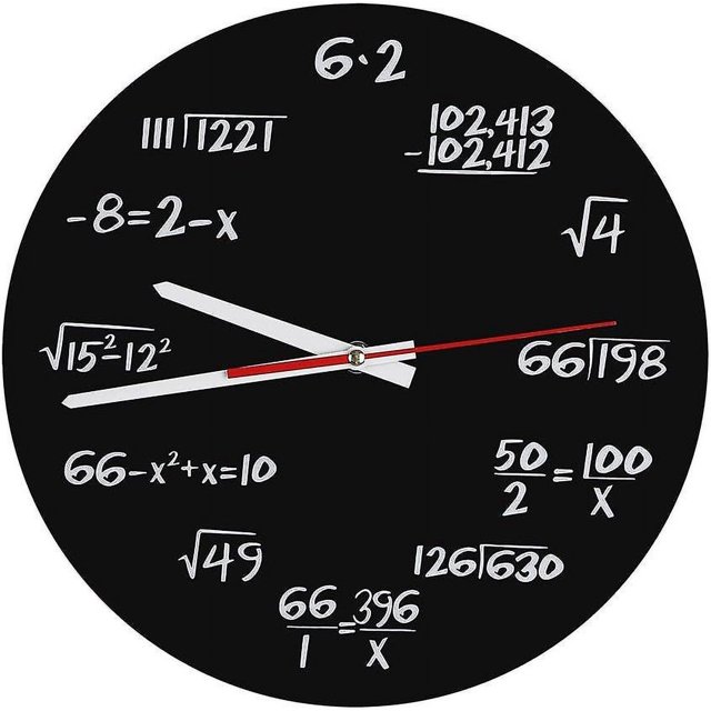 Reloj de pared acrílico, reloj de pared matemático creativo, diseño único, reloj divertido con fórmula matemática para aula, hogar, oficina, decoración moderna