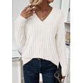 thumbnail image 3 of Remera PRETTYGARDEN XX-L de Punto Canalé con Cuello en V Blanca, 3 of 5