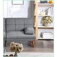 thumbnail image 4 of Modern Blue Grey Linen-Like Polyfiber Tufted Convertible Sofa Bed - 71" Living Room Couch with Solid Wood Legs, 4 of 14