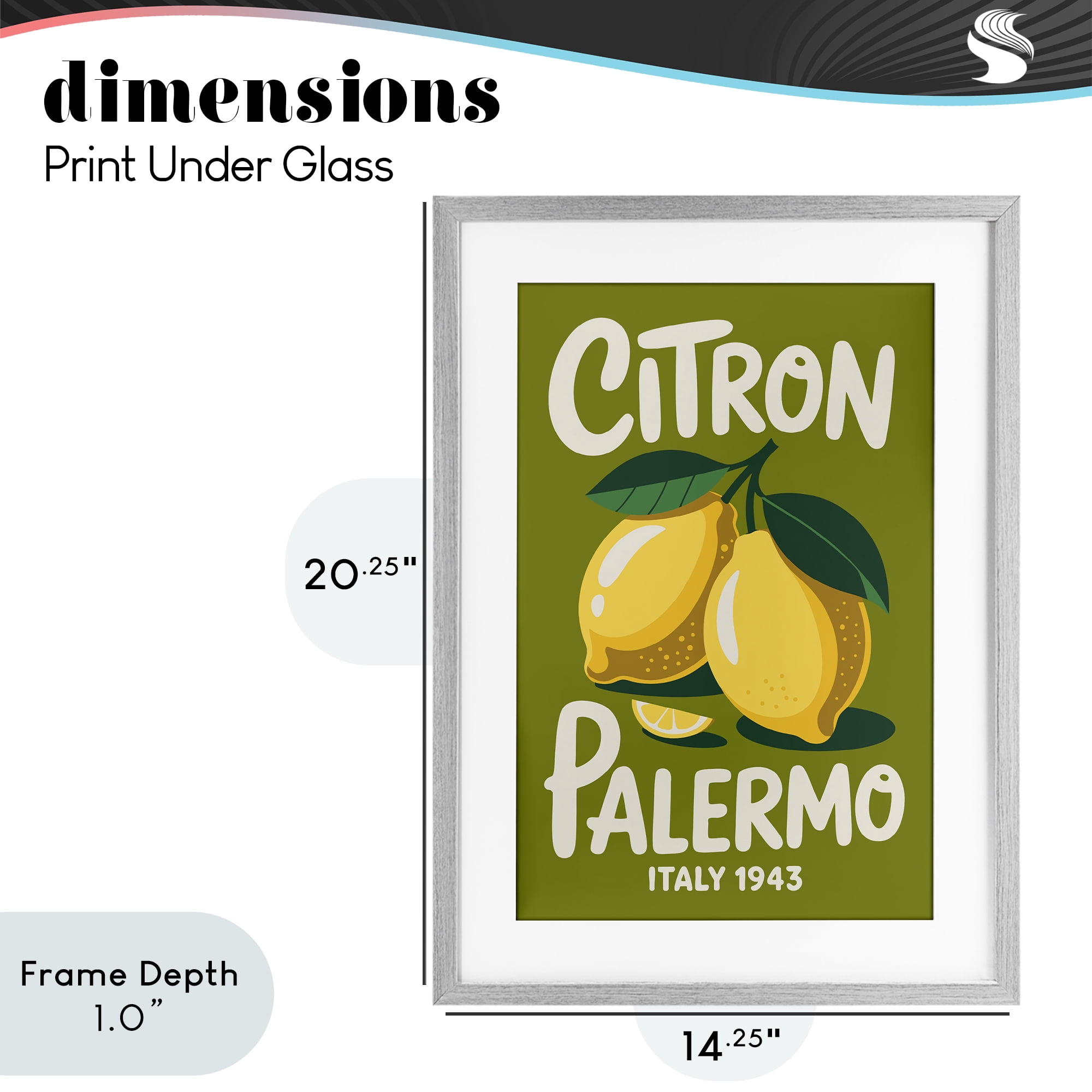 Stupell Industries Citron Palermo Lemons Gray Framed Print Under Glass, design by Andreas Magnusson