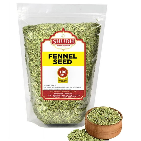 Fennel Seeds 100 GM | 3.5 oz | (Saunf Sabut) Whole Spice All Natural ~ Gluten Friendly | NON-GMO | Vegan | Indian Origin