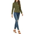 thumbnail image 2 of MODA NOVA Juniors Casual Stand Collar Lightweight Button Down Long Sleeve Jacket, 2 of 6