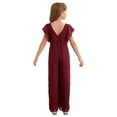 thumbnail image 4 of Zaldita Kids Girls Summer Cape Sleeve Romper Casual Jumpsuit V Neck Chiffon Party Wide Leg Pants Burgundy 14, 4 of 7