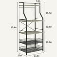 thumbnail image 3 of Faitaliicy 5-Tier Kitchen Bakers Rack Metal Microwave Stand Rack With Storage Shelf Freestanding Coffee Bar Station Oven Shelf Rack With 2 Large Wire Basket 8 Hooks For Spice Pots And Pans, 3 of 7