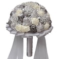 thumbnail image 1 of 1 pieza de ramo de novia para boda, ramo de flores para boda, ramo de novia para novia (blanco + plata + gris oscuro), 1 of 5