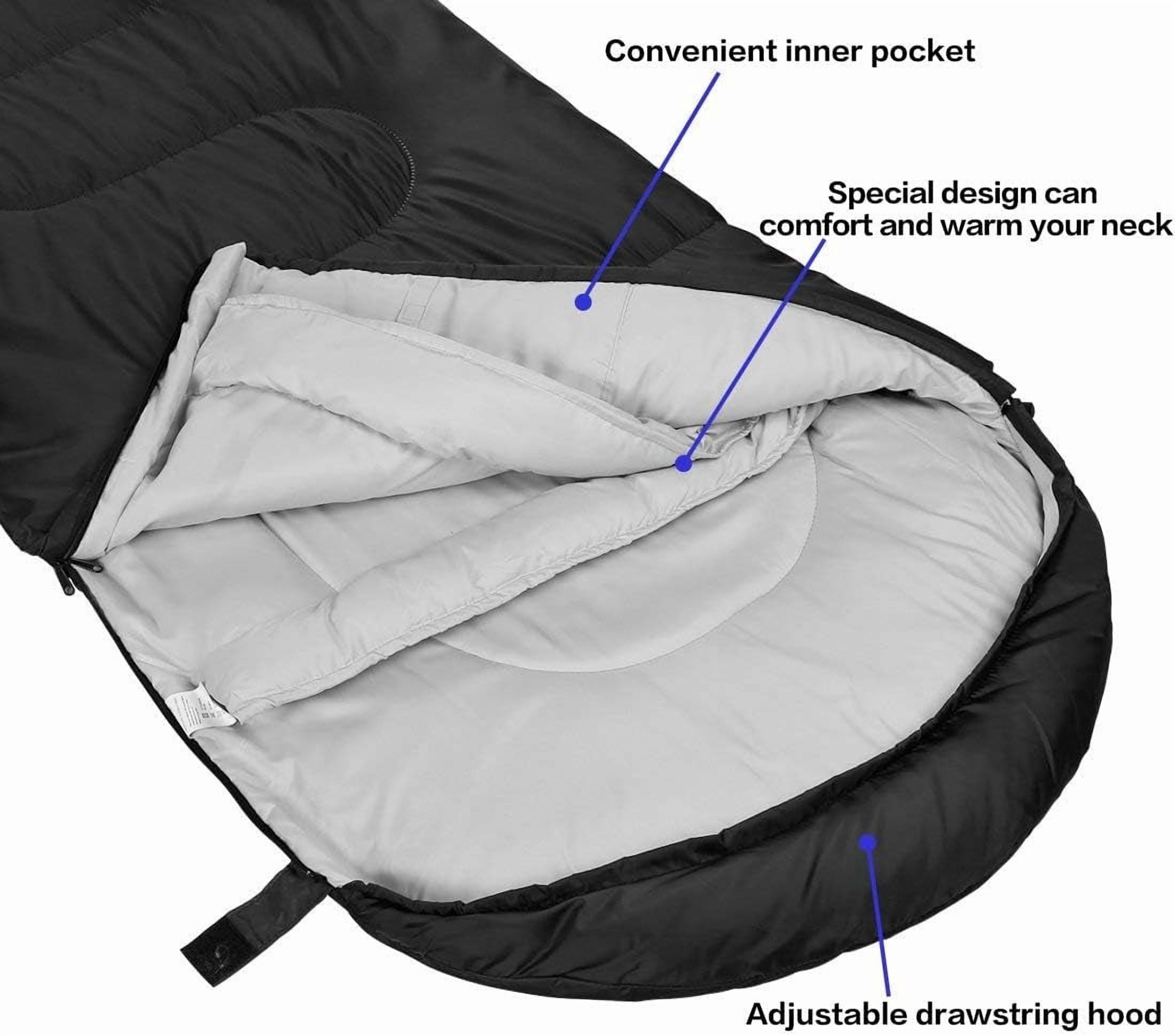 Sleeping Bag for Adults, Lightweight Warm Cold Weather Camping Bag with Waterproof Compression Sack – Portable for Hiking, Backpacking, Traveling & Outdoor Adventures