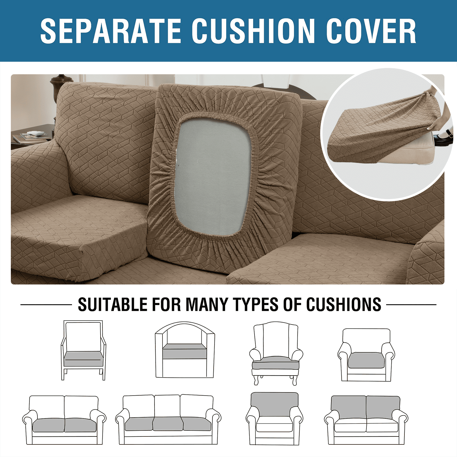 Sanmadrola Stretch 2 Piece Chair Cover Chair Slipcover Sofa Cover Furniture Protector Couch Soft with Elastic Bottom Chair Couch Cover with Arms