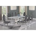 thumbnail image 2 of Silver Stainless Steel 9 Piece Dining Set with Marble Table and Gray Chairs, 2 of 4
