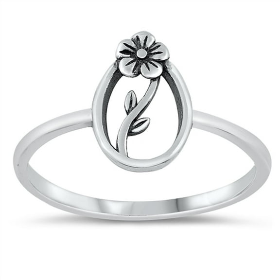 Sterling Silver Growing Flower Ring Size 4