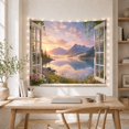 thumbnail image 5 of Mountain Lake Open with Wooden Windows Glass Panes, Mystical Fantasy for Space Lovers, Galaxy Room Decor, Mother'S Day Gift, Tapestry Wall Hanging for Bedroom and Dorm, 5 of 7