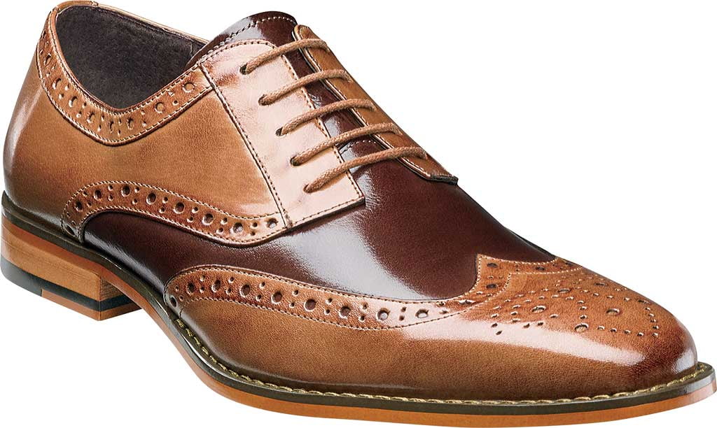 Stacy-Adams Men's TINSLEY Wingtip oxford leather Tan Shoes 25092-240 