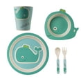 thumbnail image 2 of TheClearConscience Bamboo kids dinnerware set | 5 pieces tableware set | Whale with cutlery | bowl, drinking cup, plate, fork and spoon I reusable, natural material, BPA free | dishwasher safe, 2 of 2