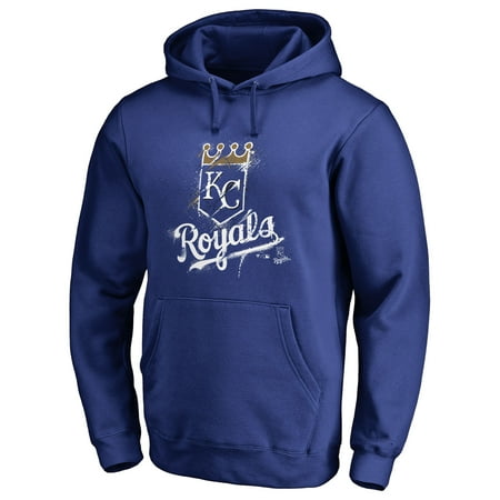 Men s Royal Kansas City Royals Splatter Logo Pullover Hoodie