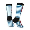 thumbnail image 5 of Uemuo Red Funny Crab on Blue Stripe Pattern Women's Crew Socks, Soft Durable Breathable Moisture-Wicking with Odor Control Cotton socks, 5 of 9