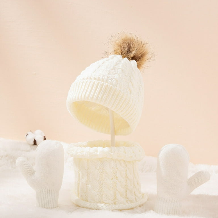 Girls white cheap bobble hat