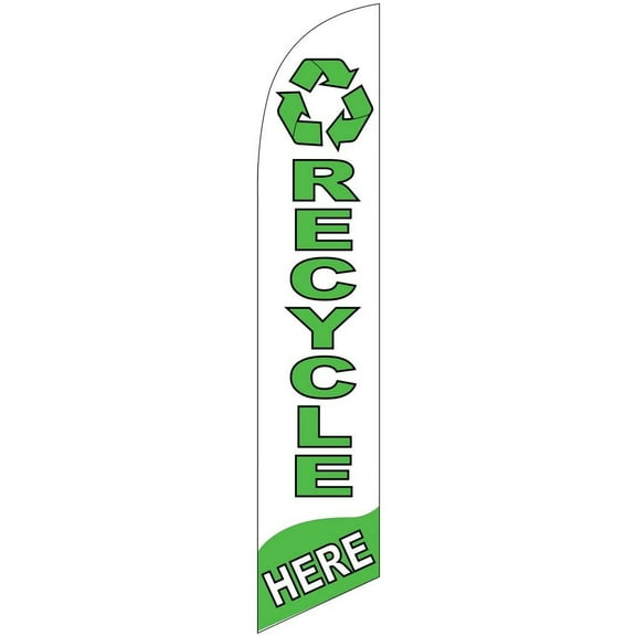 Recycle Here Advertising Feather Banner Swooper Flag, Replacement Flag Only