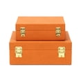 thumbnail image 4 of Lusan Square Decorative Box Set - Orange Faux Shagreen, 4 of 10