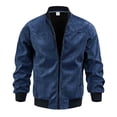 thumbnail image 2 of Tamaño Más Chaqueta Ligera para Hombres Color Sólido Cremallera Casual Abrigo Cálido Primavera Invierno, 2 of 9