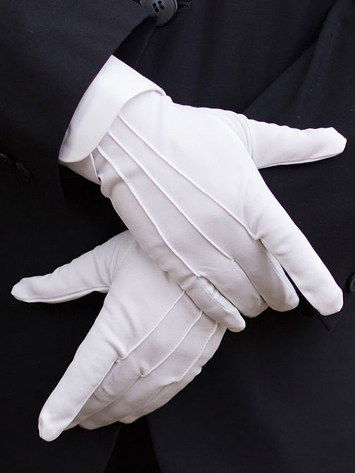 Mens Gloves Black Or White Fancy Dress Gents Male Gloves 