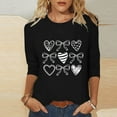 thumbnail image 2 of RKSTN Valentines Gift 3/4 Length Sleeve Womens Tops Oversized Crewneck Valentine Day Loves Heart Graphic Print Short Sleeve T Shirt Womens Casual Plus Size Round Neck Three Quarter Sleeve Tee Shirt, 2 of 6