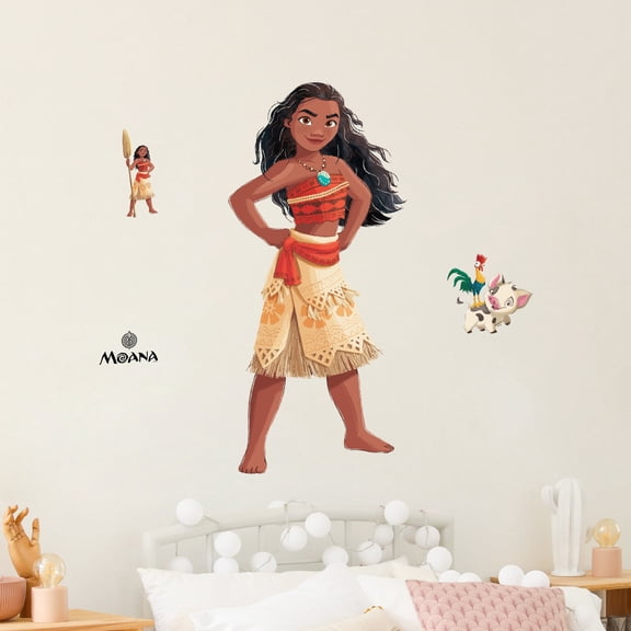 Disney Princess Moana Wall Decal - Large 29" Vinyl Stickers for Kids Bedroom Playroom Bathroom - Peel and Stick Room Decor