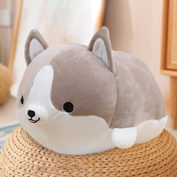 Lindo perro Corgi de peluche de felpa que acompaña el juguete para dormir, regalos decorativos para el hogar para adultos, adolescentes, niños, niñas , gris Hugo Muñeco de peluche de nutria