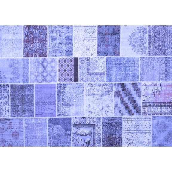 Ahgly Company Indoor Rectangle Patchwork Blue Transitional Area Rugs, 3' x 5'
