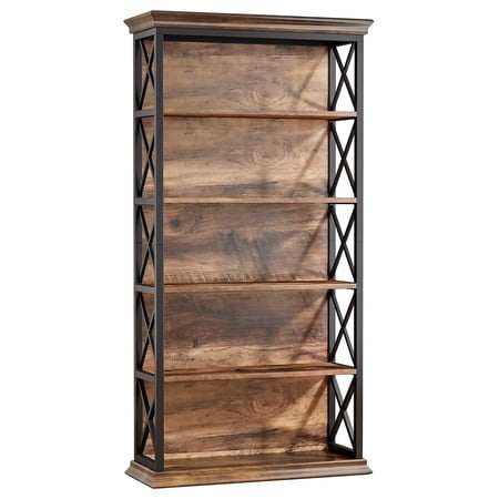 Tribesigns 6-Tier Bookshelf 70.87 Metal and Wood Bookcase for Home Office