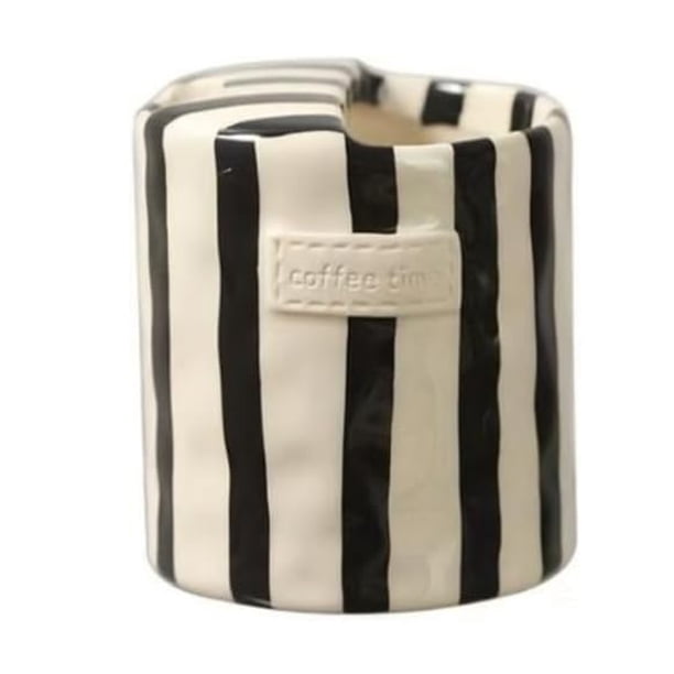 Bewildely Taza de mano retro con diseño de rayas pintadas a mano, resistente al calor, antideslizante, para disfrutar de leche, té y zumo. Juegos de servir café y té negro