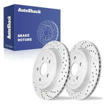AutoShack 12.4" (314.9 mm) Rear Vented Drilled & Slotted Brake Rotors Coated | Replacement for 2010-2015 Chevrolet Camaro 2008-2014 Cadillac CTS | Silver Matte Finish | 2-PC Set | TurboGuard