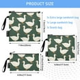 thumbnail image 3 of Haosy 3 Pack Reusable Ziploc Bags BPA Free Healthy Food Storage Bag Leakproof Sandwich Snack Freezer Bags White Duck on Green, 3 of 7