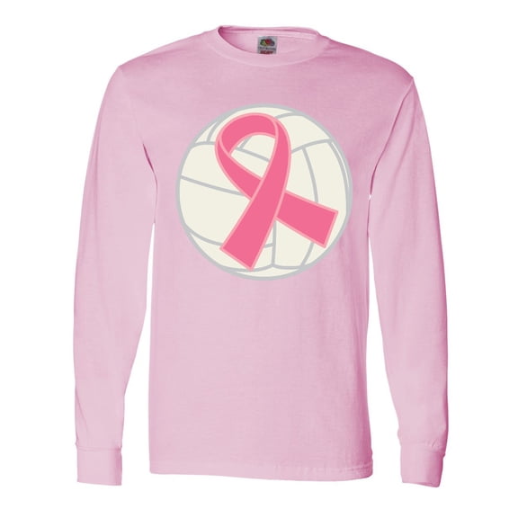 Inktastic Breast Cancer Volleyball Pink Ribbon Sports Gear Long Sleeve T-Shirt